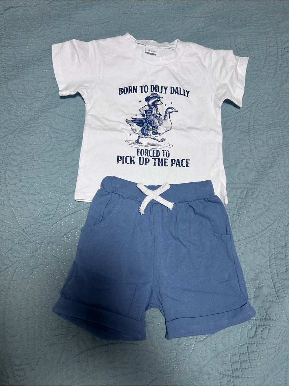 Shorts set- 'Born to Dilly Dally' 18/24m & 2/3t